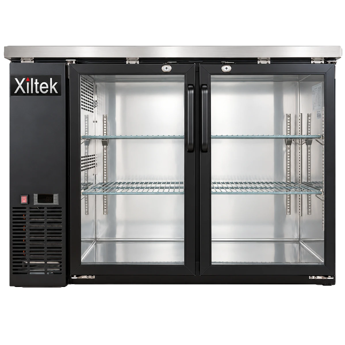 24" Depth 48" Two Glass Door Back Bar Refrigerator