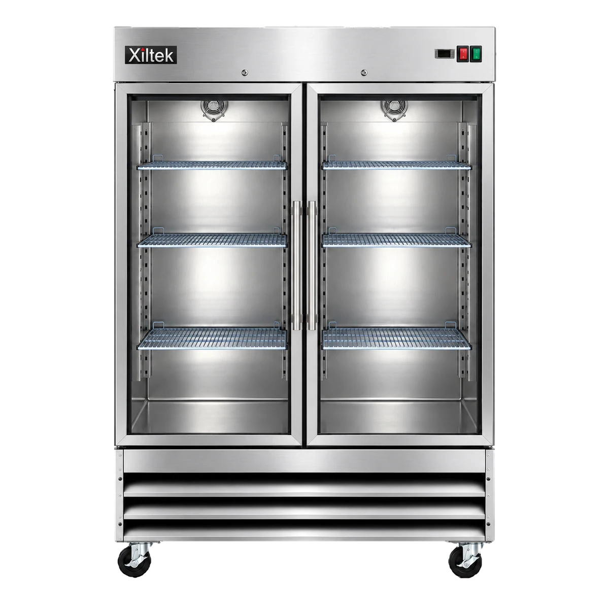 54" Two Glass Door Reach‑In Refrigerator