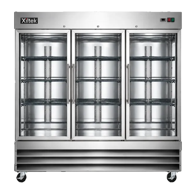 81" Three Glass Door Reach‑In Refrigerator