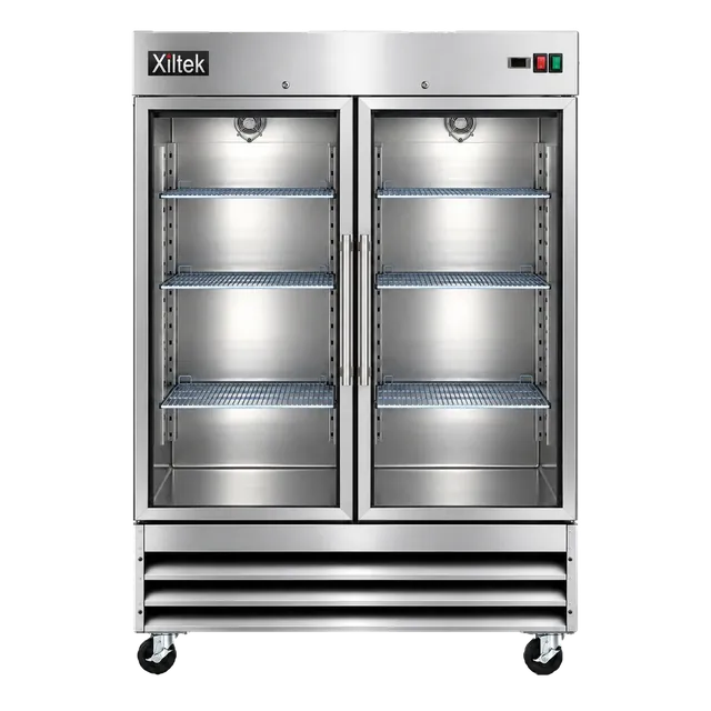 54" Two Glass Door Reach‑In Refrigerator